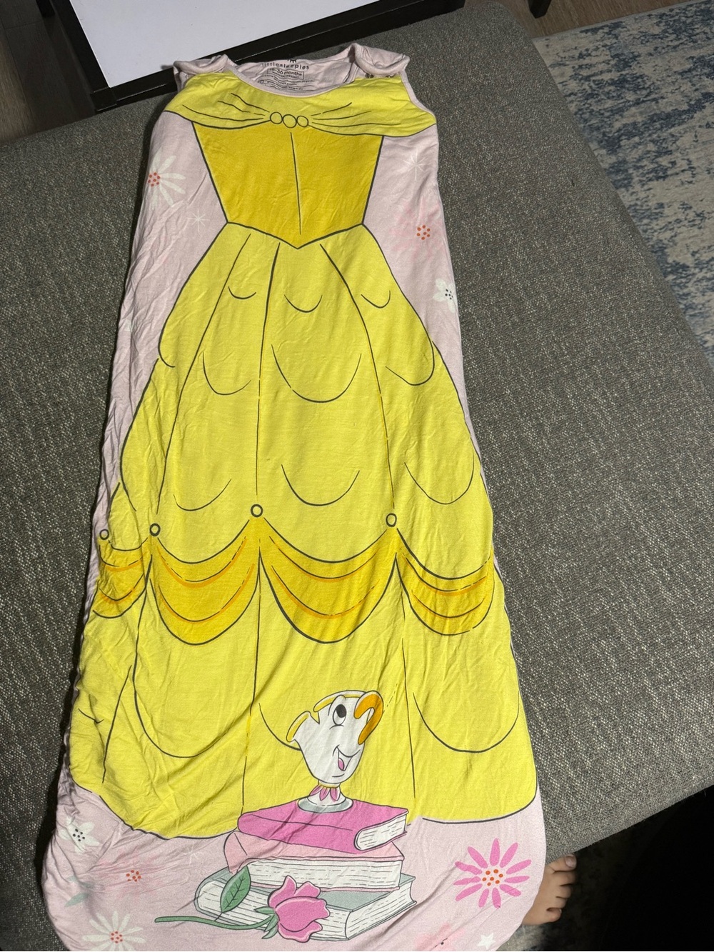 Little Sleepies Pink and Yellow Sleepsack with Princess Dress Print